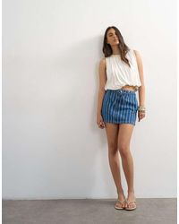 TOPSHOP - Denim Tie Dart Pelmet Mini Skirt - Lyst