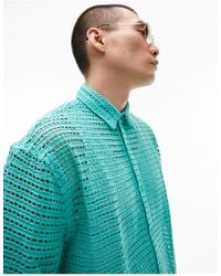 TOPMAN - Short Sleeve Relaxed Crochet Shirt - Lyst