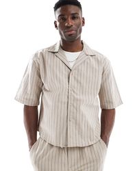 Only & Sons - Chemise d'ensemble décontractée en lin avec fines rayures - beige - Lyst