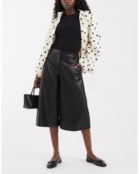 ASOS - Tailored Faux Leather High Waist Culotte Trousers - Lyst