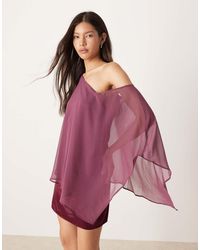 ASOS - Satin Chiffon Mix One Shoulder Mini Dress - Lyst