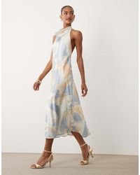 Y.A.S - High Cowl Neck Sleeveless Satin Midi Dress - Lyst
