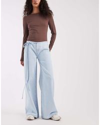 Mango - Teen 100% Cotton Wide Leg Jeans With Tie Waist - Lyst