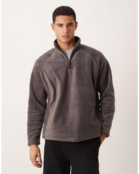 ASOS - Sweat décontracté en polaire à col cheminée zippé - gris - Lyst