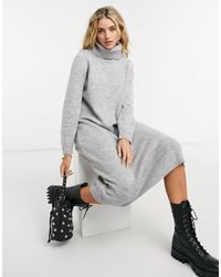 ONLY Gebreide Lange Trui Jurk Met Col - Grijs