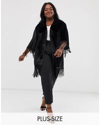 Elvi Kimono en velours avec franges et pampilles - Noir