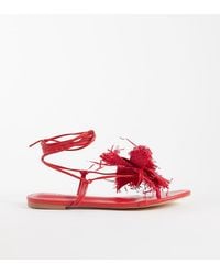 Public Desire - Becca Raffia Flower Flat Sandals - Lyst