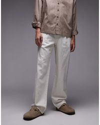 Mango - Pantalones Holgados De Pernera Recta De Mezcla De Lino De -Neutro - Lyst