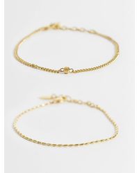 ASOS - Waterproof Stainless Steel 2 Pack Skinny Rounded Bead Link And Curb Chain Bracelet - Lyst