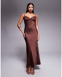 ASOS - Lace Bust Cup Satin Maxi Dress With Cut Out Back - Lyst