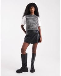 ASOS - Faux Leather Button Detail Wrap Skort - Lyst