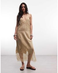 AllSaints - Samia Sleeveless Linen Lace Midi Dress - Lyst