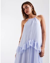 blue halter neck wedding guest dress Sparkly High-Low Ruffle Halter Neck Wedding Guest Dress main image 1