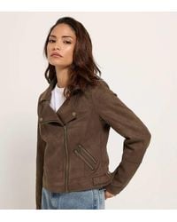 PixieGirl - Petite Faux Suede Biker Jacket - Lyst