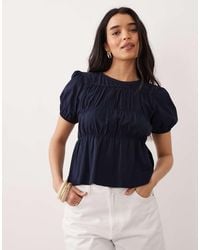 Miss Selfridge - Shirred Peplum Top - Lyst