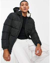 Threadbare Mens Genesis Quilted Padded Coat Designer Hooded Lined Puffer Jacket