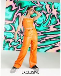 Collusion - 90s Fit Faux Leather Dad Trousers Co-ord With Carpenter Detail And V Shape Waistband - Lyst