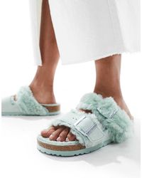 Birkenstock - Arizona Teddy Borg Sandals - Lyst