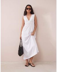 ASOS - Ruched Bodice Plunge Maxi Dress - Lyst
