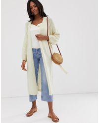 ASOS Maxi-Strickmantel aus flauschigem Garn mit Gürtel - Mehrfarbig