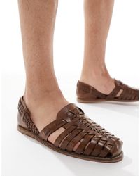 ASOS - Sandales style pêcheur en cuir - fauve - Lyst