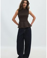 Stradivarius - High-neck Peplum Sleeveless Top - Lyst
