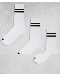 4505 - Pack De 3 Pares De Calcetines Deportivos Blancos Y Negros Con 2 Rayas De Tejido De Secado Rápido De - Lyst