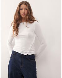 Weekday - Boat Neck Long Sleeve Top With Snaps On Split Hem Detailing - Lyst