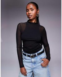 ASOS - Long Sleeve Mesh Racer Style Top - Lyst