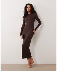 AFRM - Juniper Knit Crepe Mock Neck Long Sleeve Midi Dress - Lyst