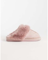 New Look - Faux Fur Lined Slipper With Contrast Stitch - Lyst