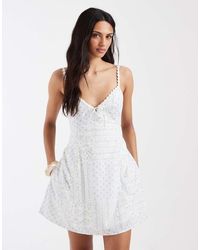 Hollister - V Neck Button Through Mini Dress - Lyst