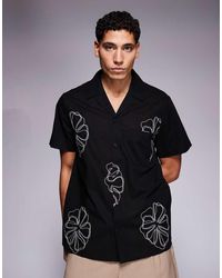 South Beach - Embroidered Camp Collar Shirt - Lyst