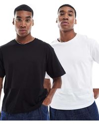 JJ Rebel - Pack De 2 Camisetas De Color Negro Y Blanco Extragrandes De - Lyst