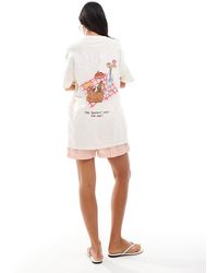 Miss Selfridge - Oversized Picnic Graphic Tee - Lyst