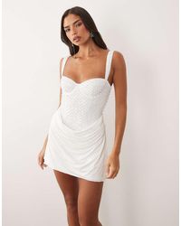 Oh Polly - Embellished Corset Drape Skirt Mini Dress - Lyst