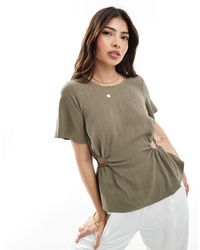 ASOS - Linen Look Tee With Cut Out - Lyst