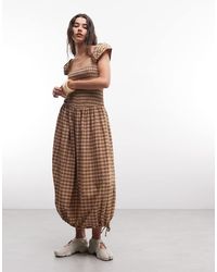 Collusion - Shirred Cap Sleeve Midi Dress - Lyst