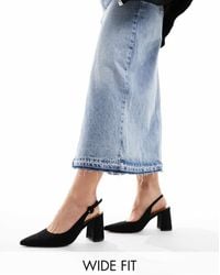 Asos Design Wide Fit - – sutton – schuhe aus em wildlederimitat mit fersenriemen und mittelhohem blockabsatz, weite passform - Lyst