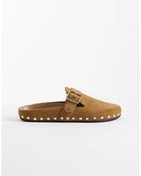 Mango - 100% Leather Clogs With Gold Buckle - Lyst