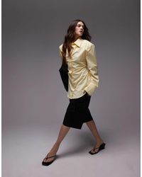 ASOS - Cinch Shoulder Pad Shirt With Tie Back - Lyst