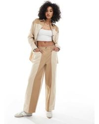ASOS - Relaxed Straight Leg Laundered Colour Block Pull On Trousers - Lyst
