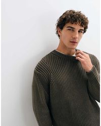 Obey - Ian Faded Wash Rib Knitted Crewneck Jumper - Lyst