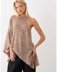 ASOS - Sequin Asymmetrical One Sleeve Cape Top - Lyst