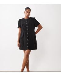 Forever New - Structured Puff Sleeve Button Down Mini Dress - Lyst