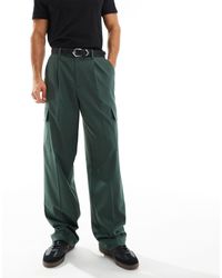ASOS - Pantaloni cargo eleganti a fondo ampio verdi - Lyst