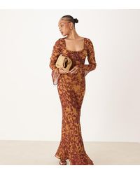 ASOS - Asos Design Tall Ruched Bust Long Sleeve Maxi Dress - Lyst