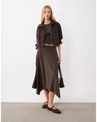 New Look - Pinstripe Hanky Hem Midi Skirt - Lyst