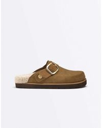 Oysho - – clogs aus lammfellimitat und spaltleder - Lyst