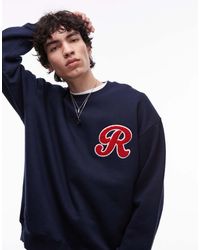 TOPMAN - Oversized Fit Sweatshirt With Letter Chenille Embroidery - Lyst